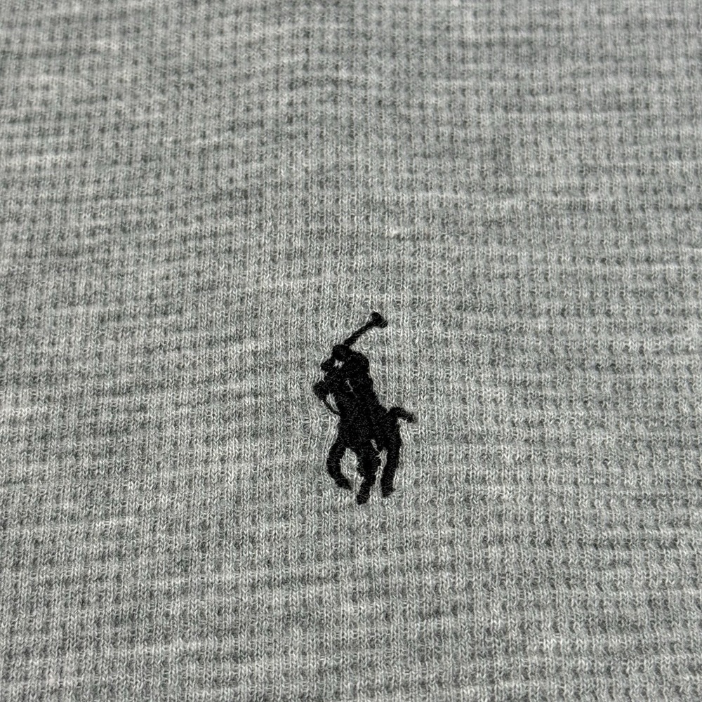Polo Ralph Lauren Waffle Knit T Shirt Men XL Black Pony Logo Heather Gray Cotton - Picture 4 of 7